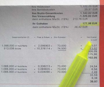 Heizkostenabrechnung Kosten und Guthaben