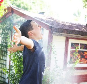 Dusche im Garten mit Solarthermie