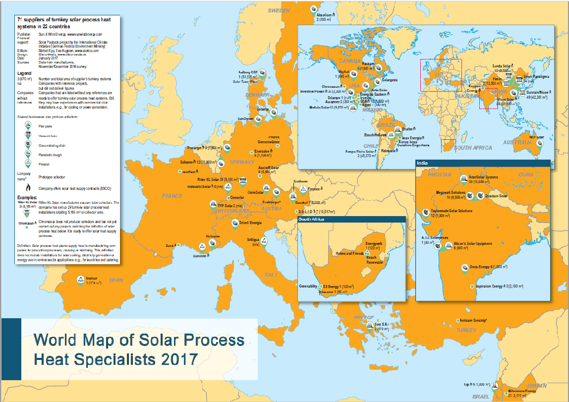 Weltkarte Solare Prozesswaerme