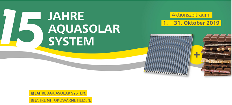 15 Jahre AquaSolar System - Schokolade für Paradigma Solarthermie-Kollektoren