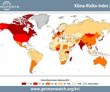 Klima-Risiko-Index 2020, Weltkarte Ranking 2018