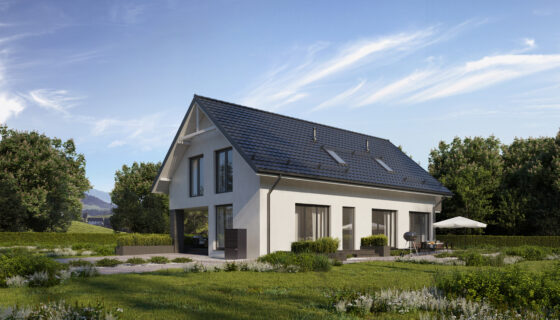 Haus mit Paradigma Wärmepumpe WP Aero Marin JAZ